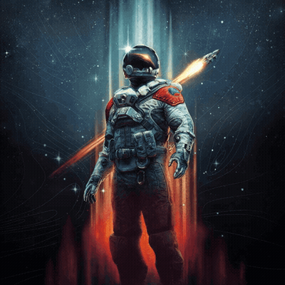 A Man In A Space Suit Is Holding A Rocket GIF