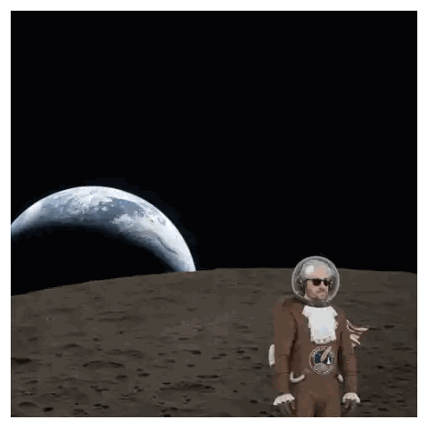 A Man In A Space Suit With The Number 4 On His Chest Stands On The Moon Sticker