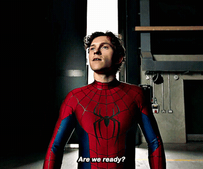 A Man In A Spiderman Costume Is Asking If He Is Ready GIF