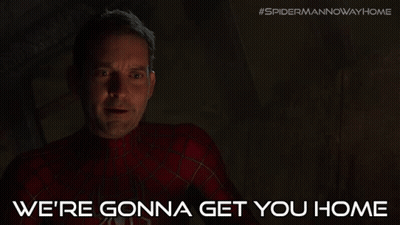 A Man In A Spiderman Costume Says We 'Re Gonna Get You Home GIF