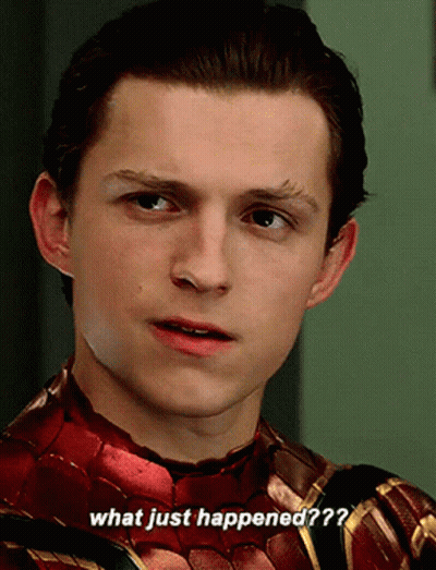 A Man In A Spiderman Costume Says What Just Happened?? GIF