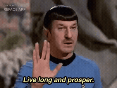 A Man In A Star Trek Uniform Says Live Long And Prosper GIF