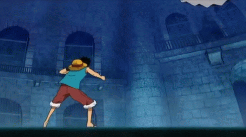 A Man In A Straw Hat Is Flying Through The Air In A Cartoon Scene GIF