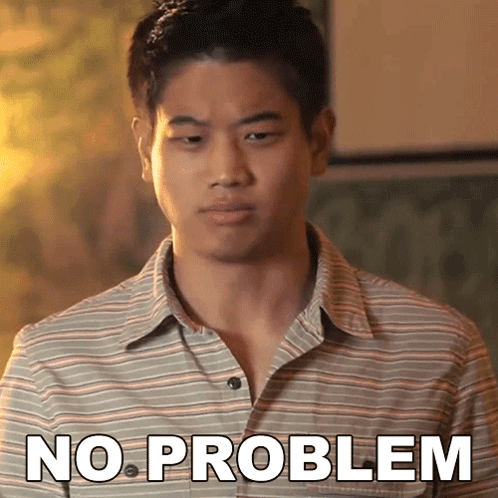 A Man In A Striped Shirt Is Making A Face And Says No Problem GIF