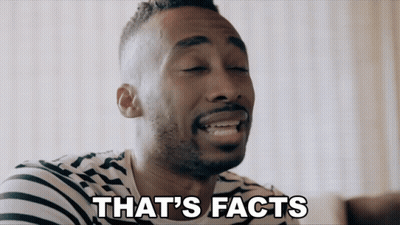 A Man In A Striped Shirt Says That 'S Facts With His Eyes Closed GIF