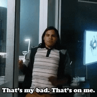 A Man In A Striped Shirt Says That 'S My Bad That 'S On Me .. GIF