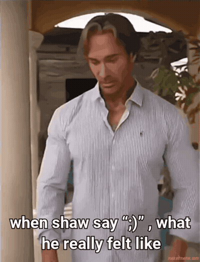 A Man In A Striped Shirt Says " When Shaw Say " GIF