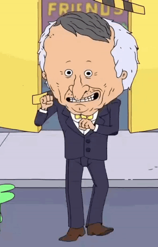 A Man In A Suit And Bow Tie Is Standing In Front Of A Door That Says Friends GIF