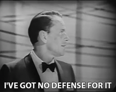 A Man In A Suit And Bow Tie Says I 'Ve Got No Defense For It . GIF
