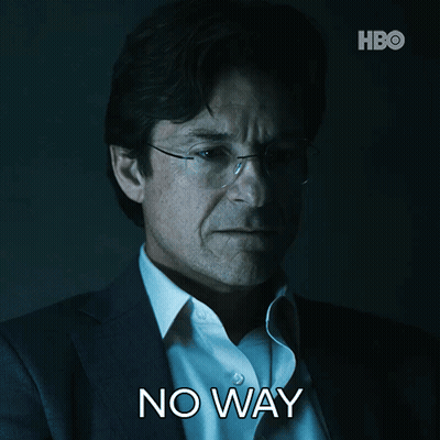 A Man In A Suit And Glasses Says No Way In A Dark Room GIF