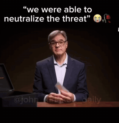 A Man In A Suit And Glasses Says " We Were Able To Neutralize The Threat " And " To Neutralize The Threat " GIF