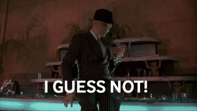 A Man In A Suit And Hat Says I Guess Not While Holding A Glass GIF