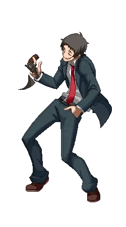 A Man In A Suit And Red Tie Is Holding A Hammer Sticker