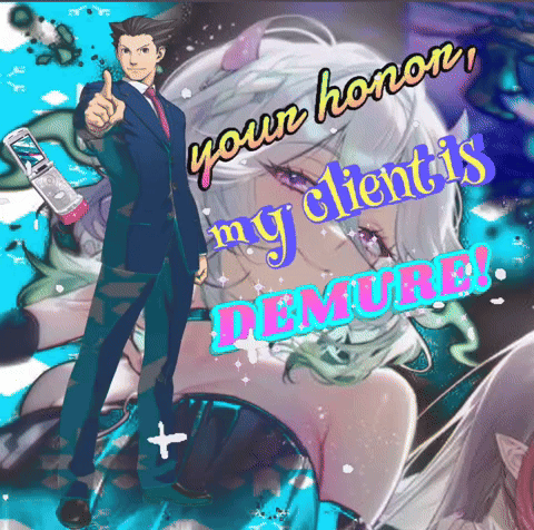A Man In A Suit And Tie Giving A Thumbs Up With The Words " Your Honor My Clients Demure " GIF