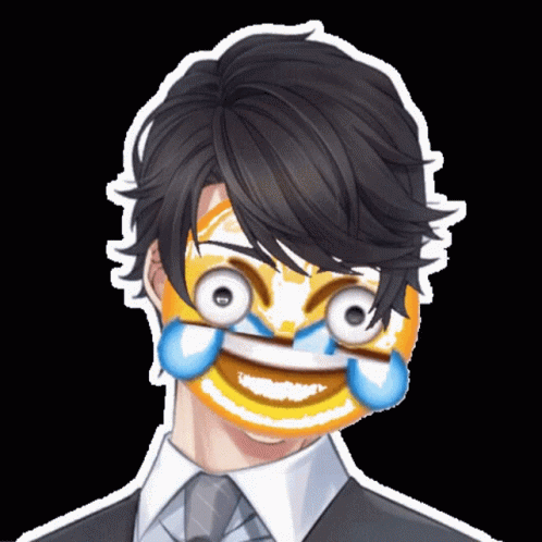 A Man In A Suit And Tie Has A Smiley Face On His Face With Tears Coming Out Of His Eyes GIF