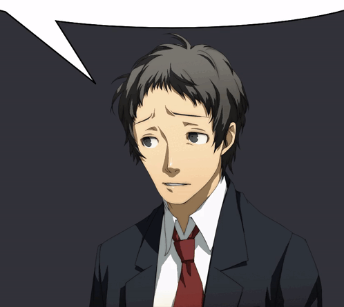 A Man In A Suit And Tie Has A Speech Bubble Above Him GIF