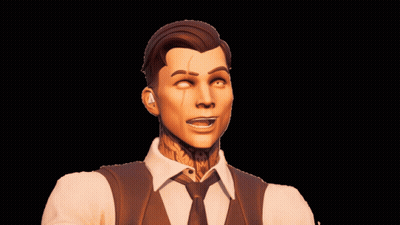 A Man In A Suit And Tie Has A Tattoo On His Chest GIF