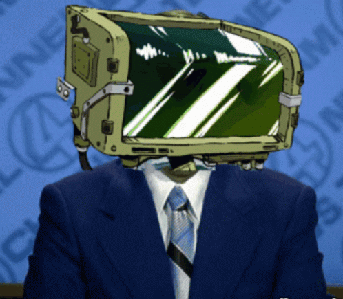 A Man In A Suit And Tie Has A Tv Head GIF