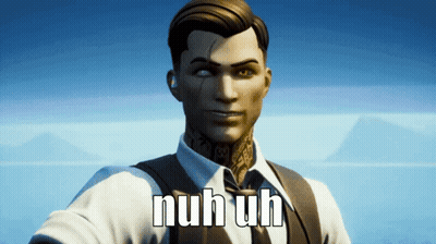A Man In A Suit And Tie Has The Word Nuh Uh Written On His Face GIF