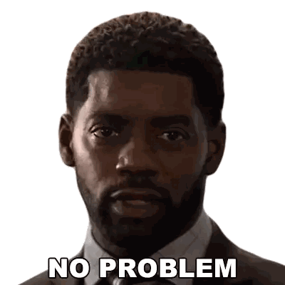 A Man In A Suit And Tie Has The Words No Problem Written On His Face Sticker