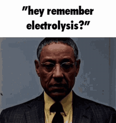 A Man In A Suit And Tie Is Asking Someone If They Remember Electrolysis . GIF