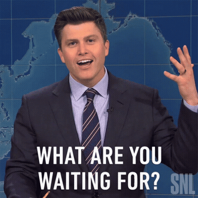 A Man In A Suit And Tie Is Asking " What Are You Waiting For " GIF