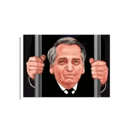 A Man In A Suit And Tie Is Behind Bars In Jail . Sticker