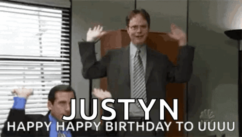 A Man In A Suit And Tie Is Celebrating His Birthday GIF