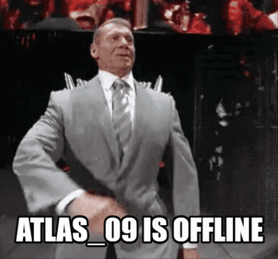 A Man In A Suit And Tie Is Dancing With The Caption Atlas 09 Is Offline GIF