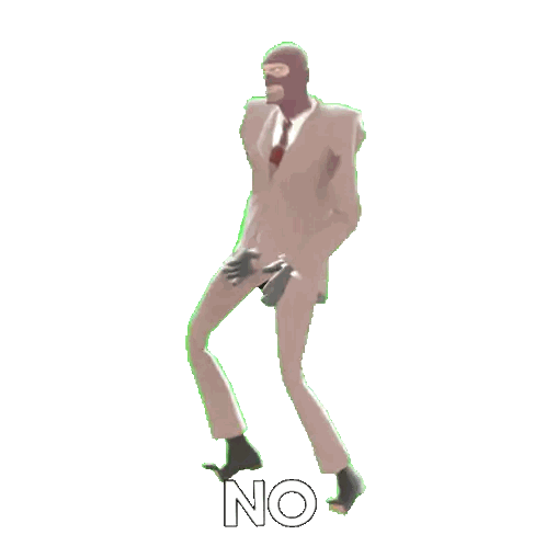 A Man In A Suit And Tie Is Dancing With The Word No On The Bottom Right Sticker