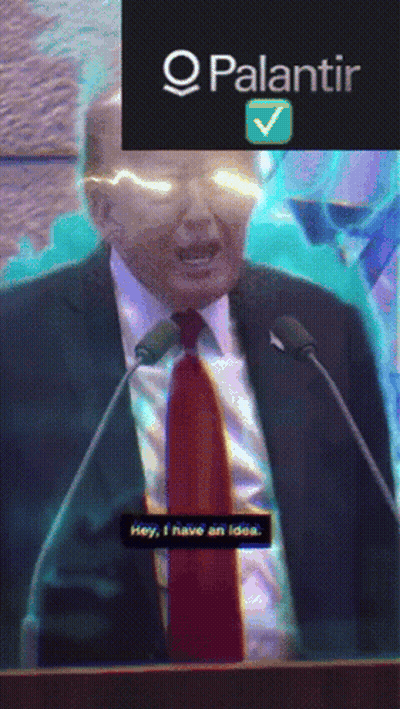 A Man In A Suit And Tie Is Giving A Speech With The Words Hey I Have An Idea GIF