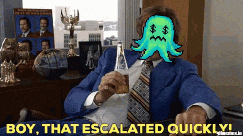 A Man In A Suit And Tie Is Holding A Bottle Of Beer And Says Boy That Escalated Quickly ! GIF
