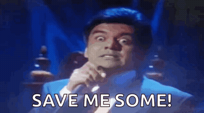 A Man In A Suit And Tie Is Holding A Microphone And Says `` Save Me Some ! '' GIF