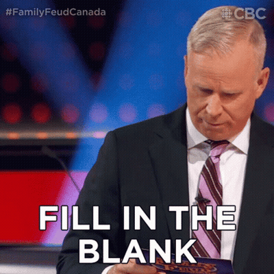 A Man In A Suit And Tie Is Holding A Piece Of Paper And Says Fill In The Blank GIF
