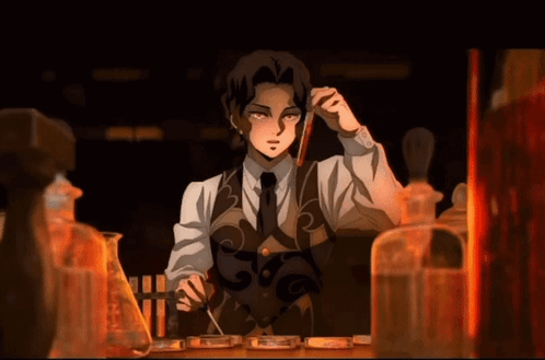 A Man In A Suit And Tie Is Holding A Pipette GIF