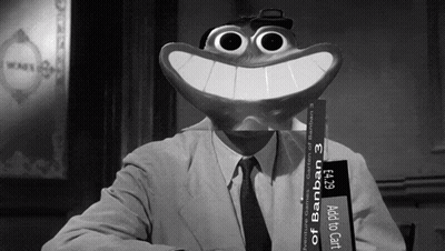 A Man In A Suit And Tie Is Holding A Stack Of Banban 3 GIF