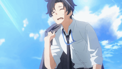 A Man In A Suit And Tie Is Holding His Jacket Over His Shoulder GIF