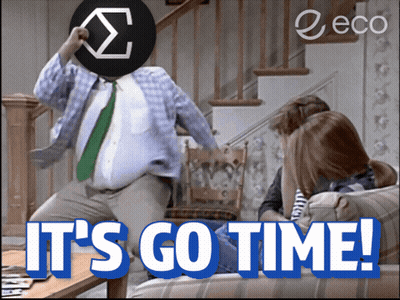 A Man In A Suit And Tie Is Jumping In The Air With The Words It 'S Go Time GIF