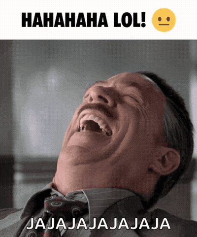 A Man In A Suit And Tie Is Laughing With The Caption ' Hahahaha Lol Jajajajaja ' GIF