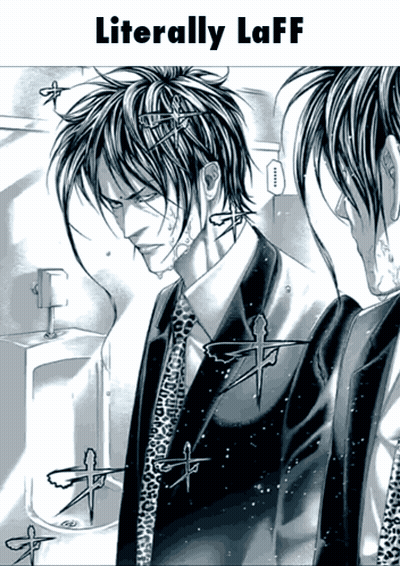 A Man In A Suit And Tie Is Looking At Himself In A Mirror With The Words Literally Laff Above Him GIF