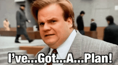 A Man In A Suit And Tie Is Making A Funny Face And Saying I 'Ve Got A Plan . GIF