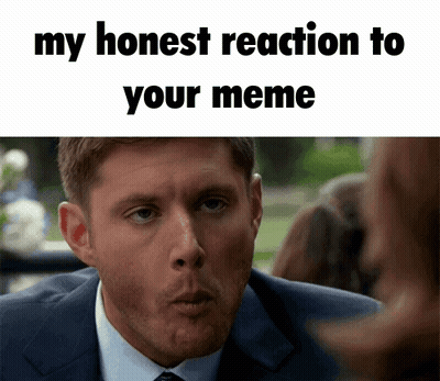 A Man In A Suit And Tie Is Making A Funny Face With The Words My Honest Reaction To Your Meme Below Him GIF