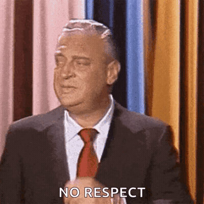 A Man In A Suit And Tie Is Making A No Respect Gesture . GIF