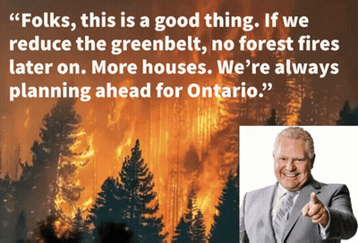 A Man In A Suit And Tie Is Pointing At A Forest Fire GIF