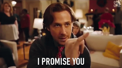 A Man In A Suit And Tie Is Pointing At The Camera And Says `` I Promise You '' . GIF