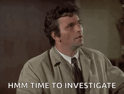 A Man In A Suit And Tie Is Pointing Up And Says Hmm Time To Investigate GIF