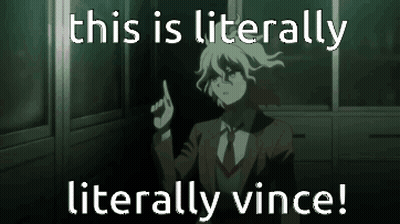 A Man In A Suit And Tie Is Pointing Up With The Words This Is Literally Literally Vince . GIF