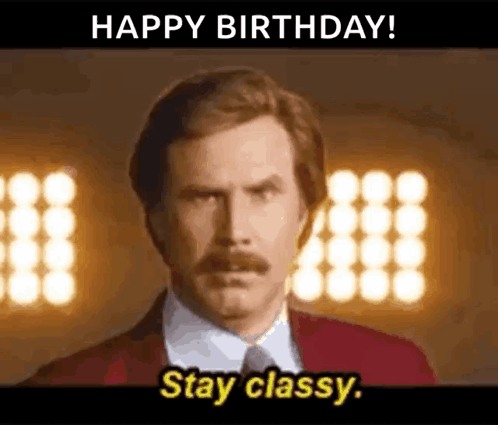 A Man In A Suit And Tie Is Saying `` Happy Birthday ! '' GIF