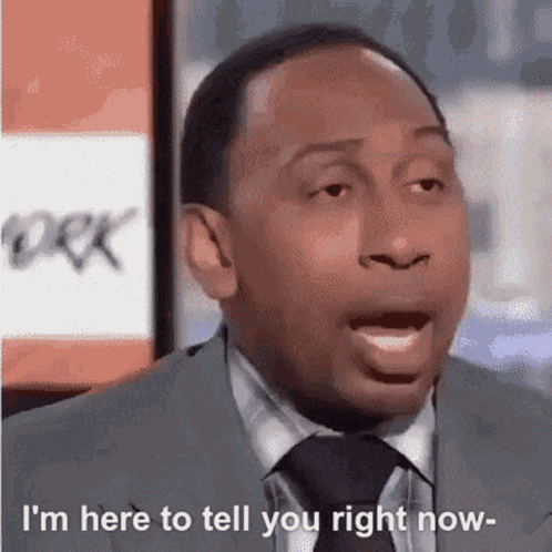 A Man In A Suit And Tie Is Saying I 'M Here To Tell You Right Now . GIF