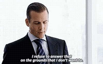 A Man In A Suit And Tie Is Saying I Refuse To Answer That On The Grounds That I Don T Want To . GIF